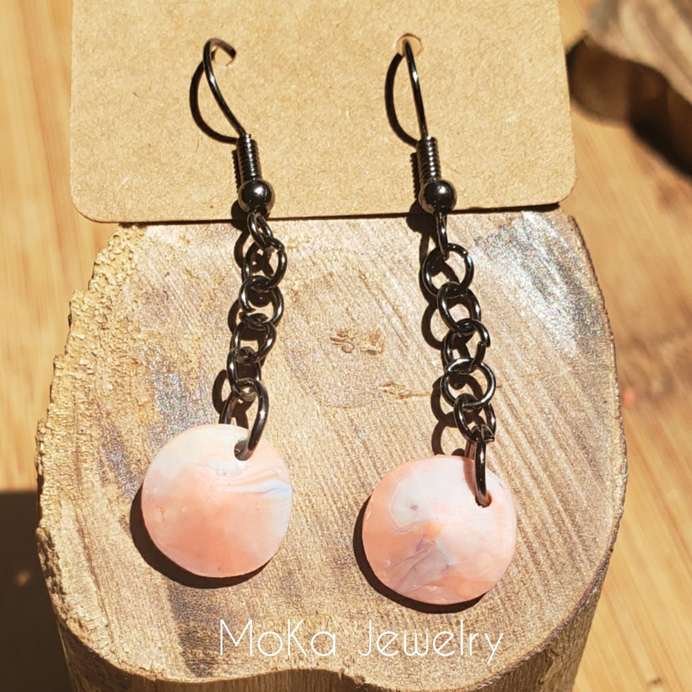 Handmade Polymer Clay Earrings- Small Round Dangle